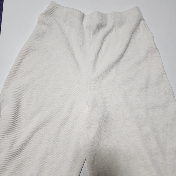 Zara Ivory Ribbed Knit High Rise Pull On Wide Leg Pants - Picture 5 of 10